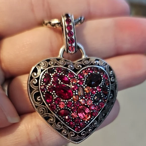 Brighton Heart Pendant Necklace with Pink Accents - Picture 2 of 5